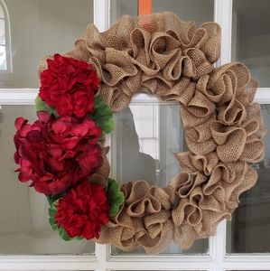 Red flowers wreath
